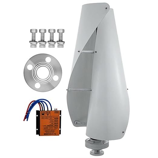Éolienne verticale Savonius blanche 400 W avec contrôleur et visserie